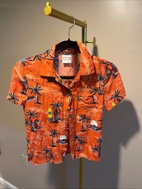 Marvel Orange Tropical Button-Down Shirt